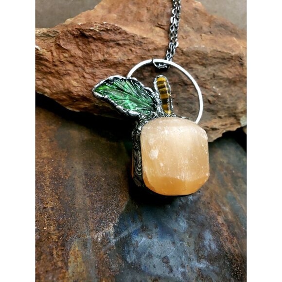 Halloween Pumpkin Crystal Necklace Handmade Halloween costume jewelry - Picture 4 of 11